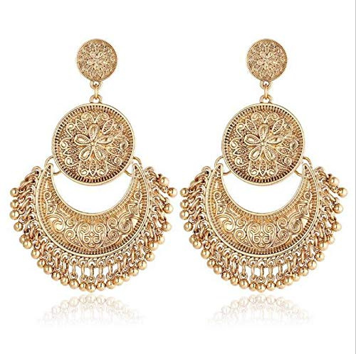 fdsmall Vintage-Ohrringe, Goldfarben, Indischer Tribal-Ethno-Stil, Schmuck für Damen, Favorit, Zubehör (Gold), Titan