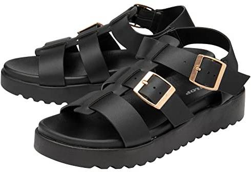 DUNLOP 2023 Ladies Chunky Sole Sandals - Black - UK 5