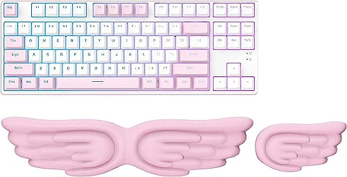 Hiyong Angel Wing Cloud Tastatur-Handgelenkauflage, weiches Leder, ergonomische Handgelenkstütze aus Memory-Schaum für Tastatur und Maus, rutschfeste Computer-Handballenauflage für
