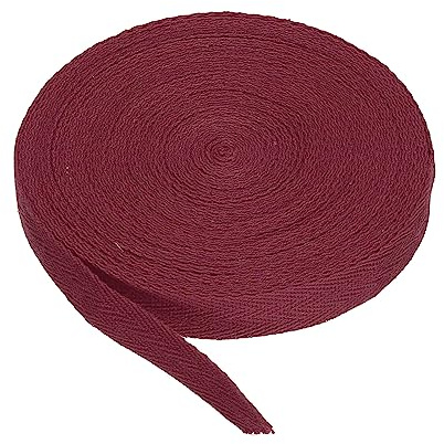 PATIKIL Baumwollband Baumwolle Gurtband 15mm x 9m, Schrägband Baumwoll Nahtband Köperband Saumband Einfassband Stoffband Webband zum Nähen für DIY Basteln Stricken Verpackung, Burgunderrot