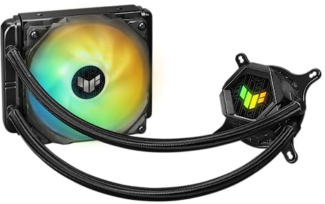 ASUS TUF Gaming LC 120 ARGB Dissipatore a Liquido All-In-One, Ventola TUF Gaming da 120 mm, illuminazione ARGB, LGA 1700 e AMD AM4, Bracket AM5 incluso, Nero