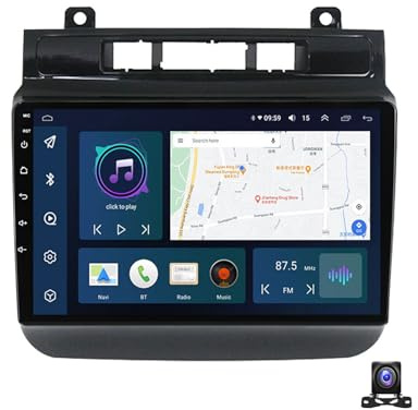 Receptor de audio Bluetooth estéreo para automóvil Android 11 Pantalla táctil de 9 pulgadas para VW Touareg 2012~2015 con cámara de respaldo AHD, SWC, navegación GPS, Carplay/Auto, radio FM para a
