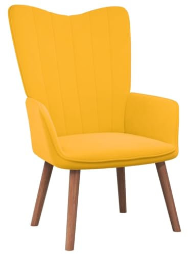 THOYTOUI Relaxsessel, TV Sessel ArmlehnStuhl Liegesessel PolsterStuhl Geeignet für Balkon Stube Wohnzimmer Büro Senfgelb Samt