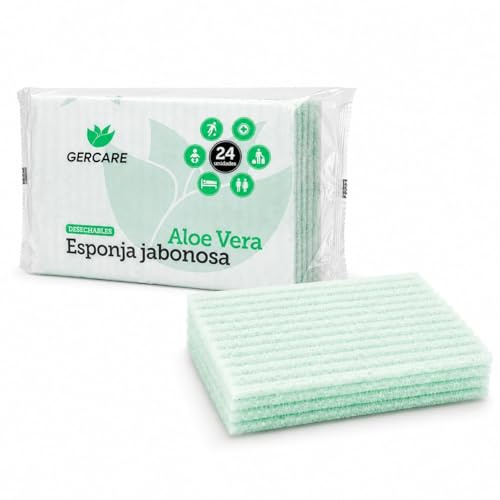 Esponjas Jabonosas Desechables 25 paquetes de 24ud. | Apto para Bebés Niños Adultos Pacientes Encamados. Esponjas Jabonosas Aloe Vera. Limpieza e Hidratación Efectiva