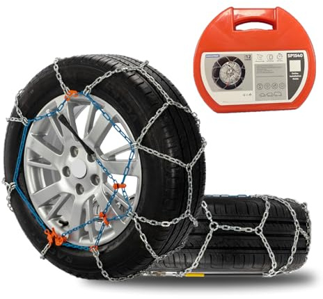 SNOCATENA Snow Chains for Car,SUV,Truck and Pickup,Universal Emergency Tire chains,Compatible with Tire Width 180 185 195 205 215 225 235 MM - Set of 2