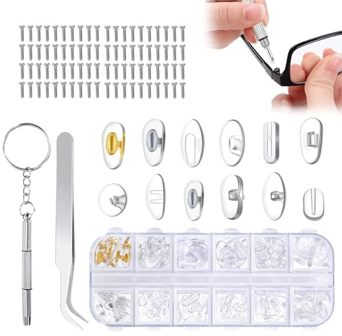 60 Paare Brillen Nasenpads,Brillen Nasenpads Silikon 12 Stile,5 Paar Von Jedem Stil,Rutschfest Nasenpads für Brillen Das Set Enthält 80 Schrauben,Pinzetten und Kleine Schraubendreher
