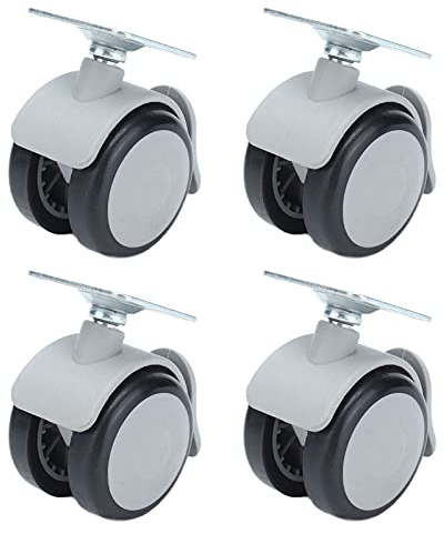 Mavaol 4Pcs Rubber Caster Wheels with Brake, 2 Inch Swivel Furniture Casters, 4 Hole Top Plate Design for Utility Carts, BBQ Grills, and Shelving Units