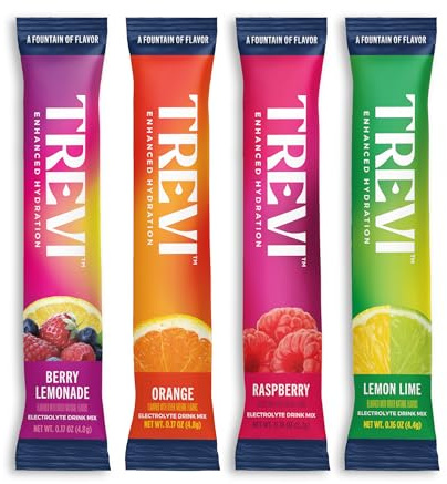 TREVI™ Everyday Sugar Free Electrolytes - Essential Drink Mix Hydration Powder Packets - 28 Count - Original Variety Pack - Berry Lemoande, Lemon Lime, Raspberry, Orange