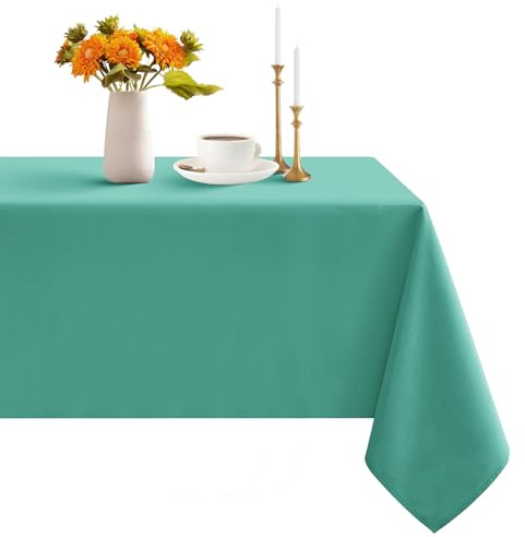 Romanstile Mantel 100x140 cm para Exteriores Lavable Turquesa Petróleo Rectangular Impermeable Table Cloth Mantel de Mesa Decoración para cumpleaños, Fiesta, jardín, Primavera, Verano, terraza, Boda