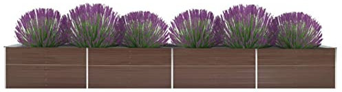 Xichuzi Garten-Hochbeet Verzinkter Stahl 600x80x45 cm Braun, Palettenrahmen, Hochteich, Gemüsebeet, Kräuterregal Balkon, Blumenbeet, Kräuterspirale, Tomatenbeet, Pflanzhochbeet - 47074