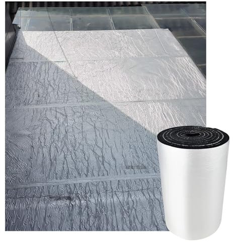 Selbstklebender Doppel-Aluminiumfolien-Isolierschaum für Dach, Wärmedämmung, wasserdicht und feuchtigkeitsbeständig, 20 mm Dicke, 1 m Größe
