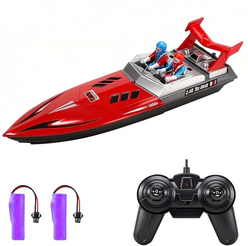 OBEST Barco eléctrico impermeable RC de 2,4 GHz, barco inalámbrico de alta velocidad para piscinas, lagos y estanques, juguetes acuáticos para niños y niñas