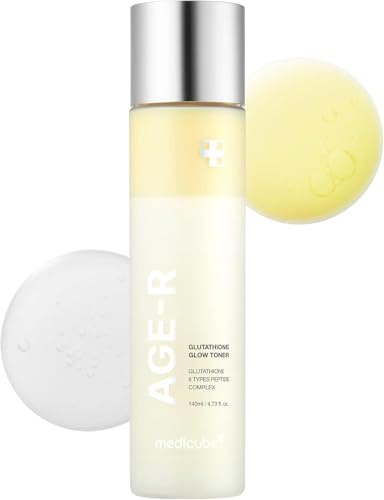 Medicube Age-R Glutathione Glow Toner - Tóner de 2 fases con péptidos y glutatión para efecto de piel de cristal, tez radiante e hidratada, 140 ml