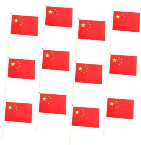 Abaodam Lot de 50 drapeaux chinois portatifs en polyester pour décoration extérieure, fêtes, événements sportifs et célébrations pour mettre en valeur le patriotisme