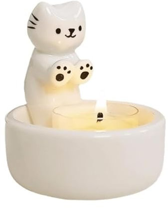 Centrotavola Decorazioni da Tavolo Simpatico Gatto Portacandele Cartoon Gattino Zampe Riscaldanti Portacandele Portacandele in Ceramica Fatto a Mano Portacandele Decorazione per Sala da Pranzo e