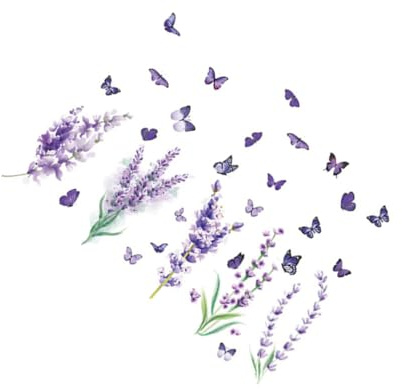 Lavendel Wandtattoo 1 Satz aus Pvc für Fenster und Schrank | Abziehbar und Rückstandsfrei, Dekoratives Muster, Geeignet für Schlafzimmer und Wohnzimmer