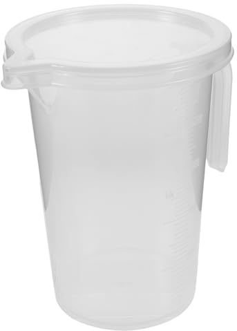 DIYEAH 6 piezas Jarra Medidora de Plástico Transparente Graduada con Tapa y Asa Ergonómica para Medir Líquidos Cocina y Repostería Fácil de Limpiar y Almacenar