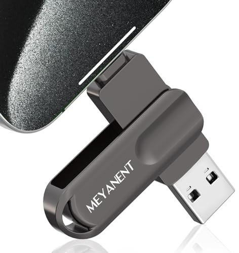 MEYANENT 128GB Pendrive para iPhone,Memoria Externa 3-en-1 Certificada MFi para Fotos y Vídeos Sin App, Memoria USB para iPhone/iPad/Android/Mac/PC.
