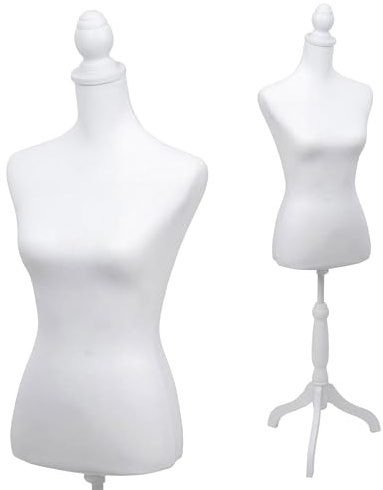 Mendler Schneiderpuppe HWC-Q24 Schaumstoff - weiß | Schaufensterpuppe, Torso, weiblich, Abnehmbarer Bezug, FSC®-Zertifiziert