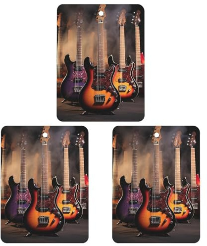 3 PCS Car Air Freshener Cards Personalized Electric Guitar Automotive Air Fresheners Long-Lasting Double Sided Hanging Scented Card for Car Rearview Wardrobe Bathroom Black