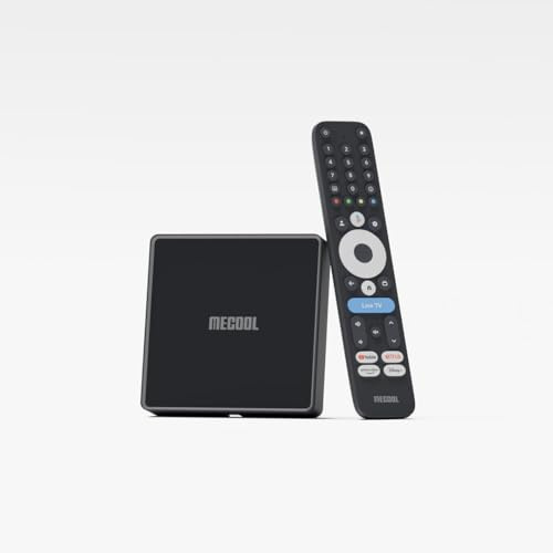MECOOL MEon1 - Reproductor multimedia 4K UHD certificado por Google TV con ampliación de IA, control remoto de voz, Chromecast integrado, WiFi, almacenamiento de 32 GB
