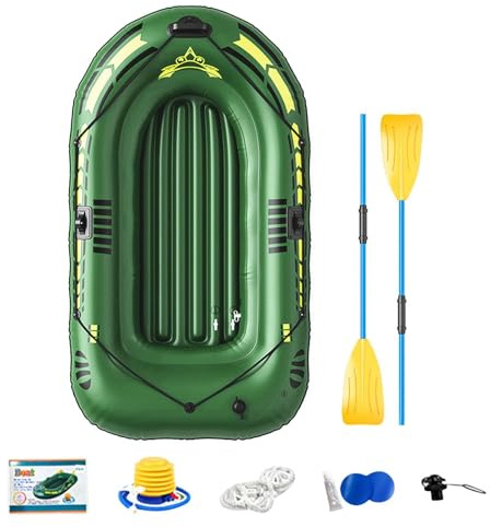 Uppblåsbara båtar för vuxna – versatile, durable Uppblåsbar fiskekajak, forsränning & fiskebåt utomhusbruk, Bärbar fiskebåtsflotte sjö med årorpump | Multipurpose Outdoor Indoor Utility