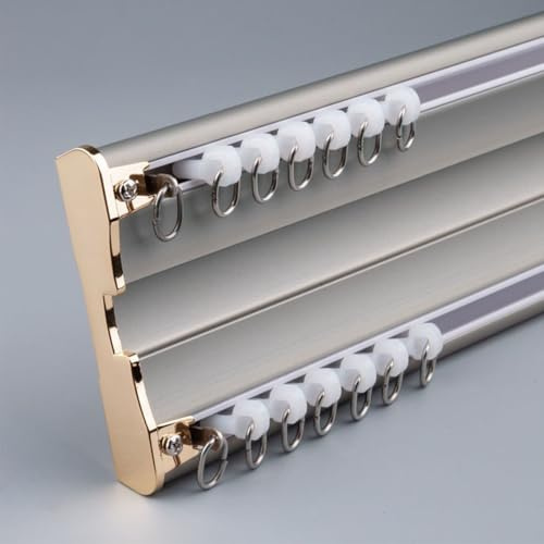 Kraftig dubbel gardinstång aluminium 1–5 m anpassningsbar perfekt för vardagsrum badrum sovrum kit de Pañón (ljusgrå) – snygg och hållbar design