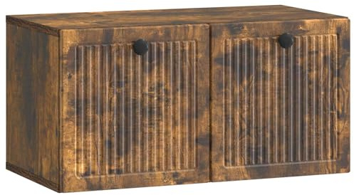 VIHHQGC Meuble TV mural en chêne fumé, 59,5 x 31 x 30 cm, armoire suspendue moderne avec beaucoup d'espace de rangement pour câbles et télécommandes, construction en aggloméré, portes à charnières à