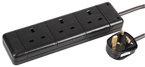 Ex-Pro 3 Gang Way 10m Metre 13A Mains Power Extension Socket Lead Cable Black