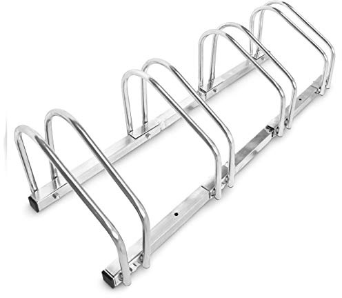 Relaxdays 3 x 4er Fahrradständer im Set, Mehrfachständer für je 4 Fahrräder, zur Boden- und Wandmontage, HBT 26 x 100 x 32 cm, Silber