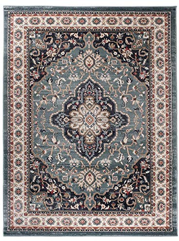 Mazovia Traditioneller Orientalischer Teppich - Weicher Teppich für Wohnzimmer Schlafzimmer Esszimmer - ÖKO-TEX Zertifiziert - AYLA - 200 x 300 cm - Blau
