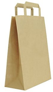 Kort dozio – Shopper av kraftpapper Color Avana, platt handtag, f. Till cm 18 + 8 x 24, CF 25 stycken