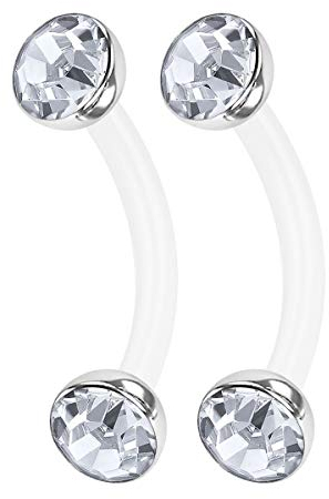 KJM FASHION 2 STK Flexibles Acryl Banana Barbell 1,2mm 16g 8mm 5/16 Inch 3mm Halbe Kugel Helix Labret Lip Daith Ohrringe Labret Piercing Schmuck 0909