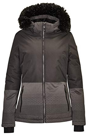 Killtec Damen Kirstin Skijacke/Funktionsjacke Mit Abzippbarer Kapuze, Abknöpfbarem Fellkragen Und Schneefang, 10.000 Mm Wassersäule, anthrazit, 42 (L)