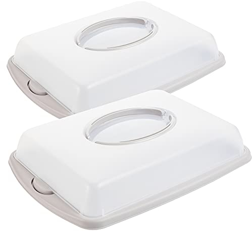 Kuchencontainer 2 Stück, Tortenbehälter, Lebensmittel Transportbox mit klappbaren Griffen 43 x 31 x 9 cm 6,5 Liter Farbauswahl, Made in Europe, Farbe: Sand