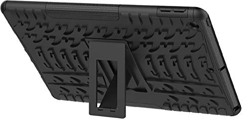 Lobwerk - Cover per Apple iPad 10.2, 2019, con pellicola protettiva per display e supporto nero Nero