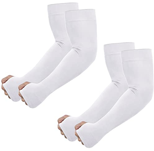 Newbyinn Manicotti per braccia con protezione solare UV con foro per il pollice, per uomini, donne, giovani, maniche rinfrescanti per coprire tatuaggi, compressione media