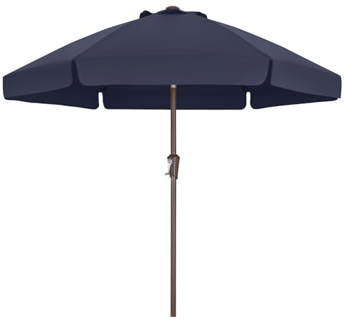 ABCCANOPY Sonnenschirm mit Kurbel & Volant, UV50+, Marineblau 230cm | wasserdichtes 100% Polyester, farbecht & lichtecht, Aluminiumrahmen mit Kippfunktion – für Garten, Terrasse & Strand