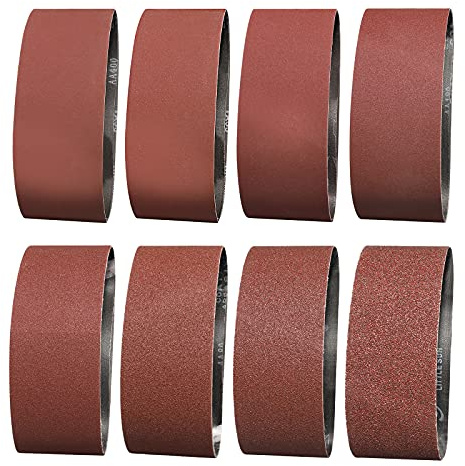 Sruhrak Schleifband 100X610mm- 14 Stück Bandschleifer Schleifbänder, je 1 Stück Körnungen 40/60 & je 2 Stück Körnungen 80/120/180/240/320/400 Schleifband-Set, zum Schleifen, Feilen und Entrosten