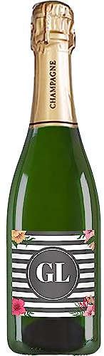 Bottiglia di Champagne personalizzato - Idea regalo originale festa della mamma, festa della donna, nuova nascita, compleanno e Natale per lei (Iniziali, 0,75L)