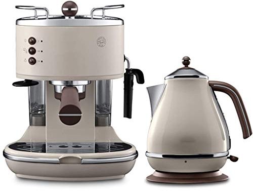 WHLMYH Hervidor Hervidor Retro, Acero Inoxidable, Cafetera Espresso Retro, Cafetera Serie Vintage, Beige