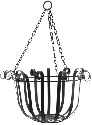 DOITOOL Blumenampel Hängeampel Metall Eisen Kunst Hängen Körbe für Anlage Metall Hängenden Pflanzer Hängen Blumentopf für Balkon Veranda Terrasse Schwarz Pflanzenampel