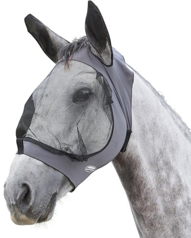 Weatherbeeta - Pferde Augenschutz mit Ohren Deluxe, Stretch (Cob) (Grau/Schwarz)