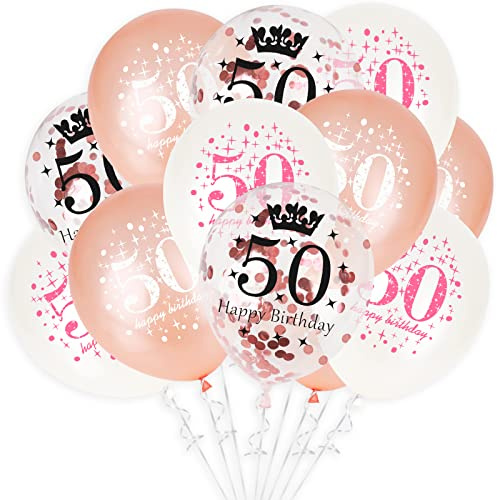 GoldRock 50. Geburtstag Deko Set - 15 Stück Luftballons für Jubiläum Feier Party - Frau/Mann Tisch Dekoration
