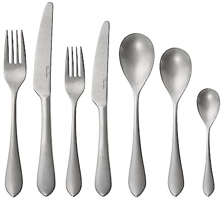 Robert Welch Quinton Vintage, 42 Piece Cutlery Set for 6 People. Made from Stainless Steel. Dishwasher Safe.