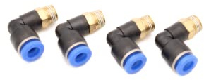Pneumatik Winkel Steckverschraubung 90° 1/8 auf 6mm, 4 Stück Push In Druckluftanschluß Steckanschluss (R 1/8 - 6mm)