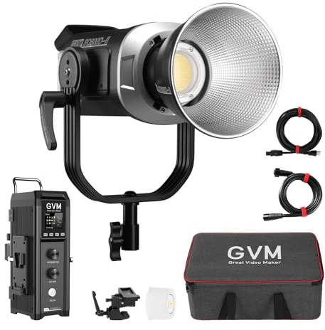 GVM 600 W Lampe LED, éclairage Photographique avec contrôle APP/DMX, 2700-7500 K, Monture Bowen, IRC continu 97+, 12 scènes pour 128 000 lux/1 m, éclairage de Studio, Enregistrement, Tournage