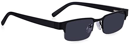 Read Optics 2.5 Lesesonnenbrille für Herren, Halbrahmen-Metall, sofort tragbar, mattschwarz getönte Sonnenbrille, Federscharniere für bequemen Sitz. UV- und Sonnenschutz