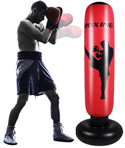 LASIEYO Schwerer Boxsack Erwachsene, Boxsack Erwachsene Freistehender Standboxsack, 170cm Boxing Trainer zum Üben von Karate Taekwondo Heavy Duty Punchingsäcke Für Kinder Jugendliche