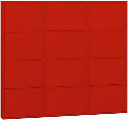 ebuy24 Schuhkommode Schuhkipper Metall Klappschrank - Schuhschrank Pisa 12 Klappen rot 150x140x16 cm für 36 Schuhe schmal hoch